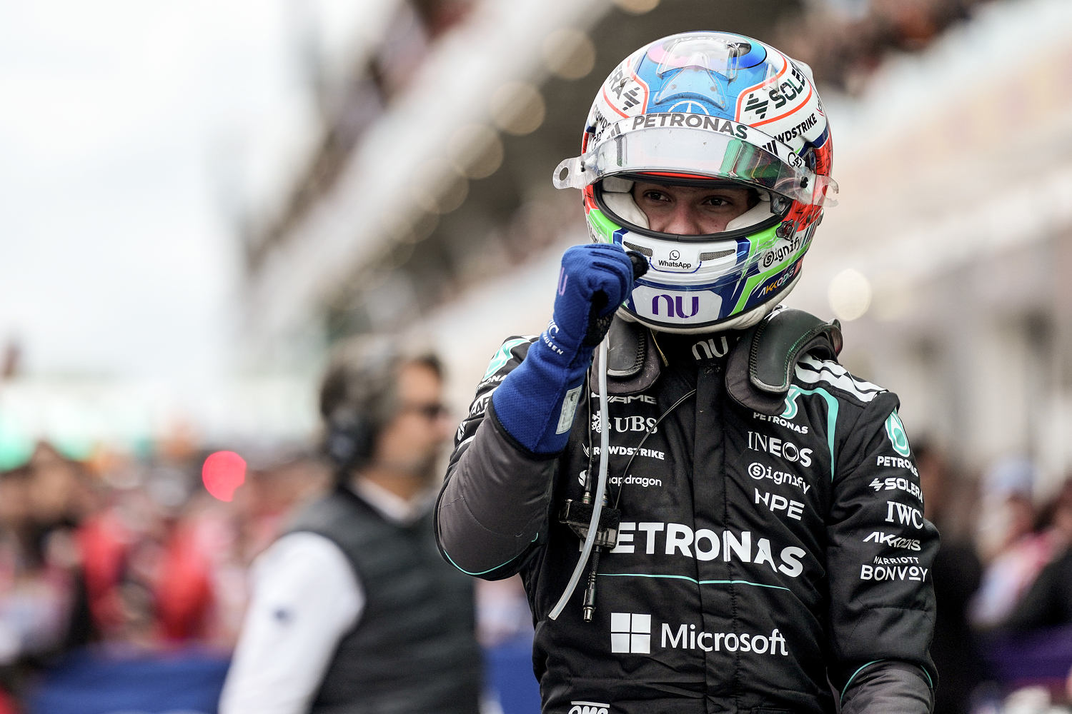 Kimi Antonelli wins fourth Formula 1 race in a row after George Russell’s car breaks down