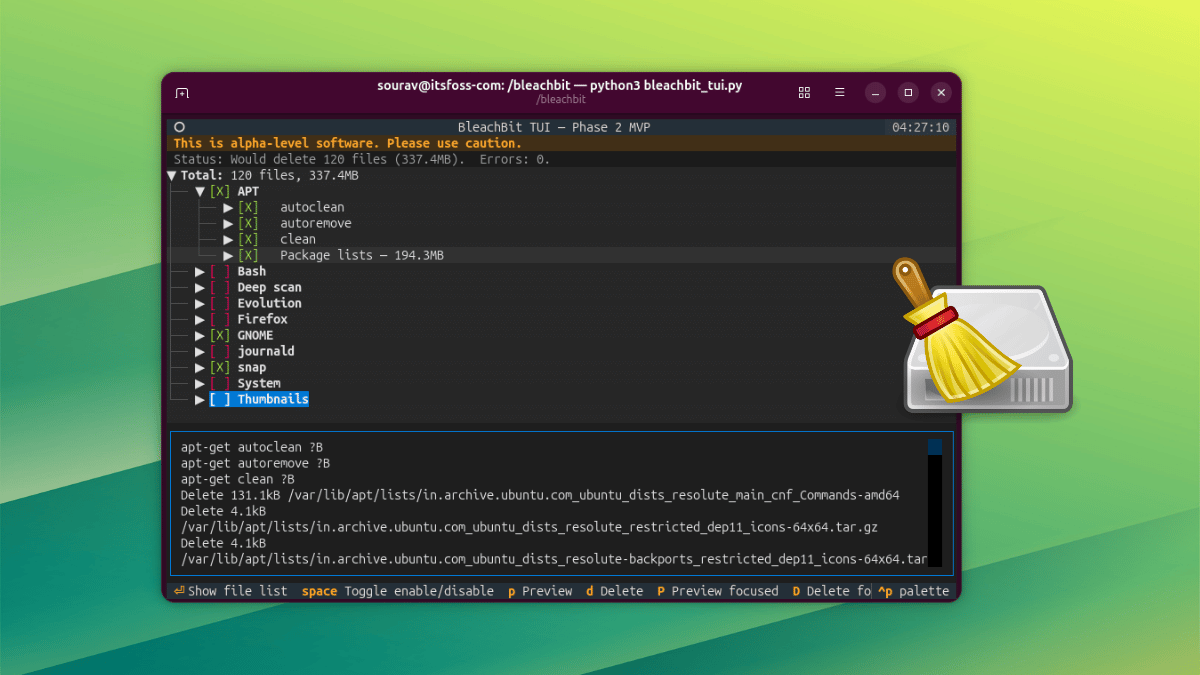 The Famous Linux System Cleaner BleachBit Now Has a TUI (And I Tried It Out)