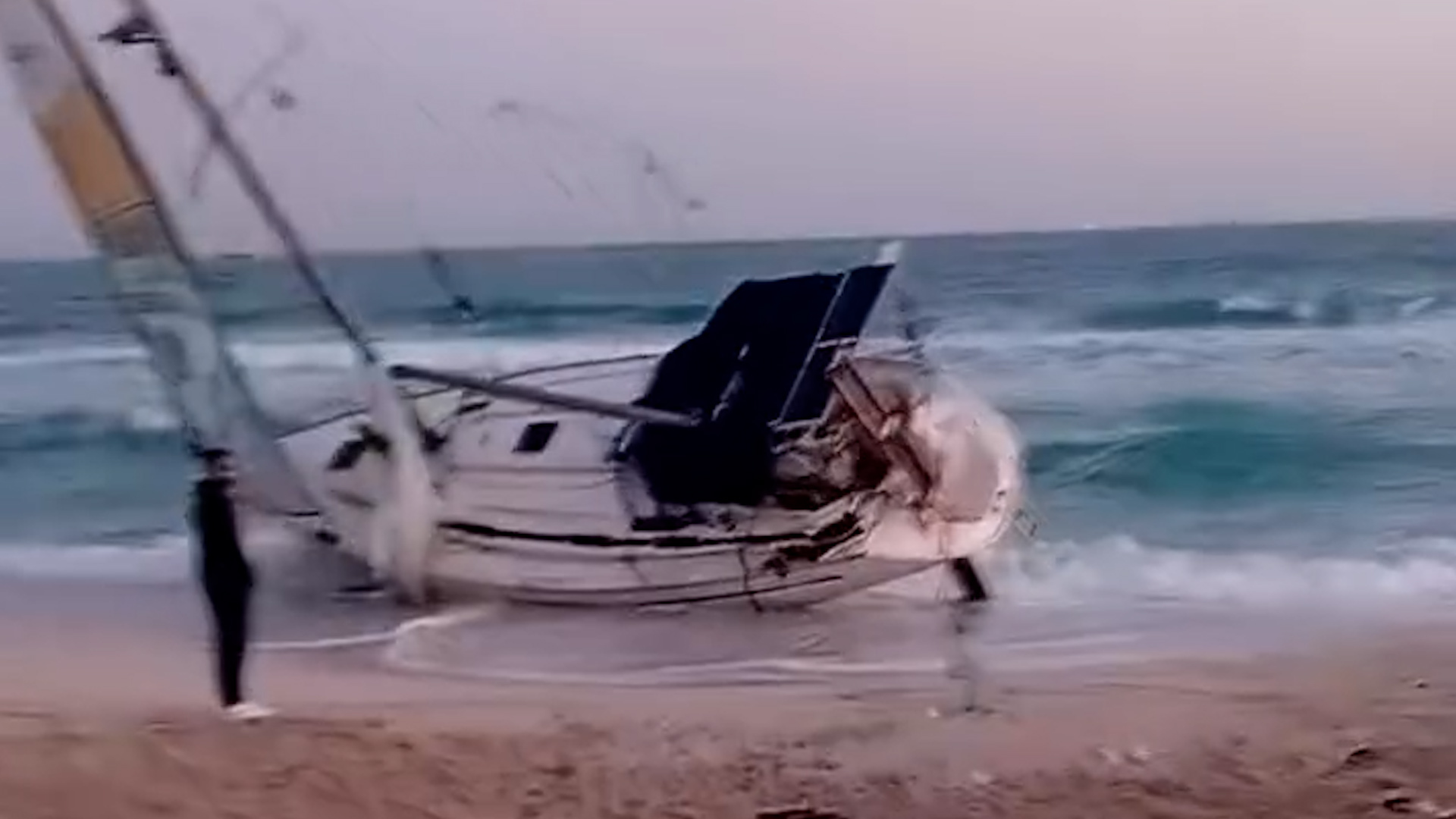 Abandoned flotilla boat washes ashore in Egypt with Gaza aid