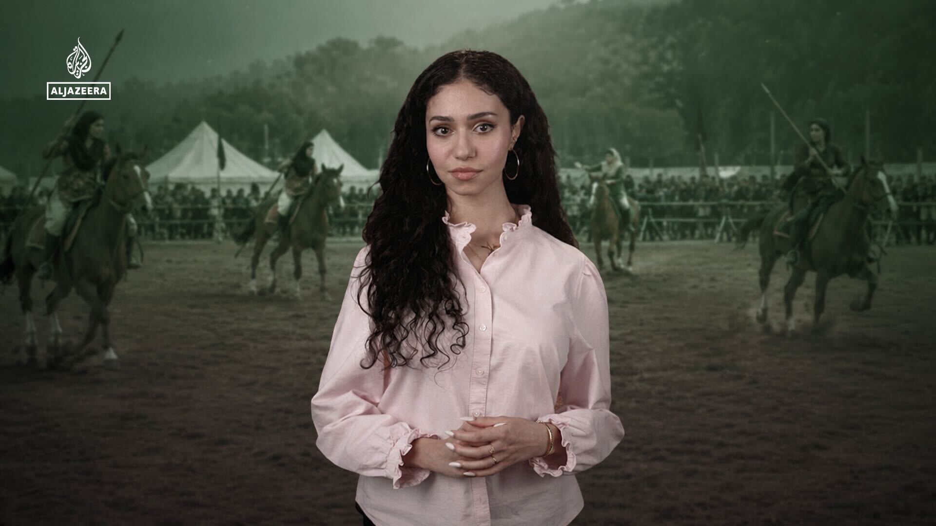 Pakistani women in tent-pegging