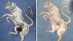 Italians bemused by Milan bull mosaic restoration