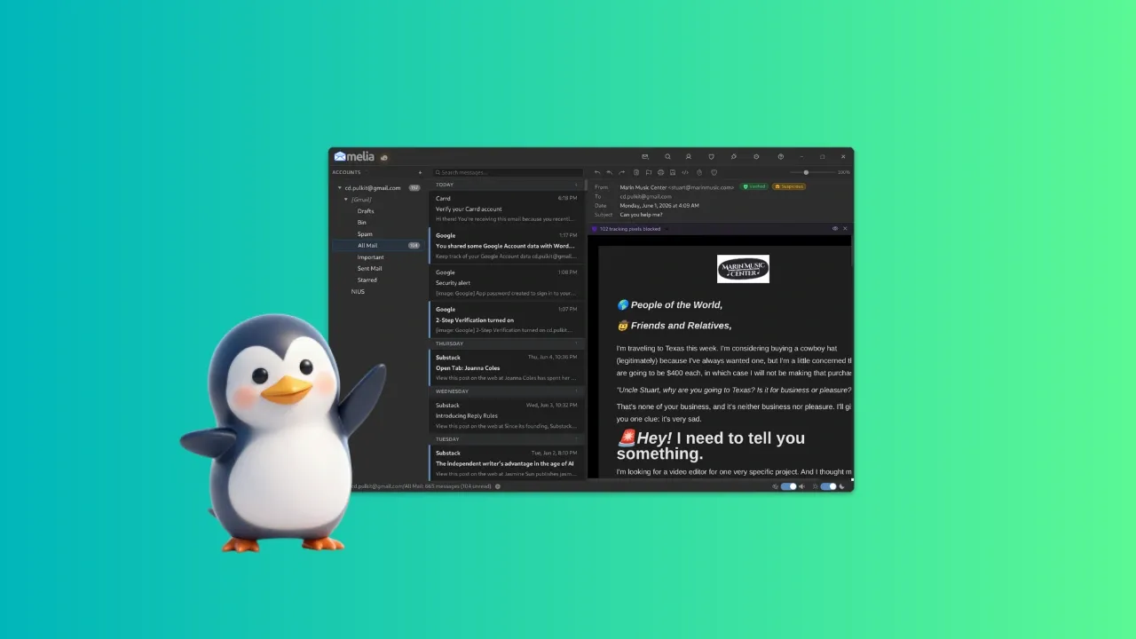 Meet Melia: A Privacy-First, Modern Desktop Email Client Made Just for Linux