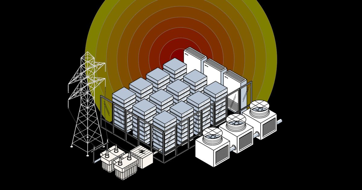 How much heat does an AI data centre produce, and where are they located?