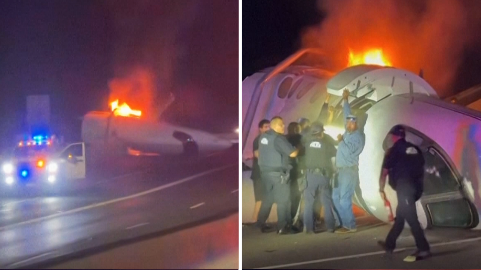 Drivers rush to rescue survivors after plane crashes on Texas highway