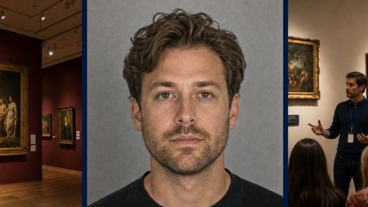 Was man named Ethan Caldwell arrested for posing as museum tour guide?