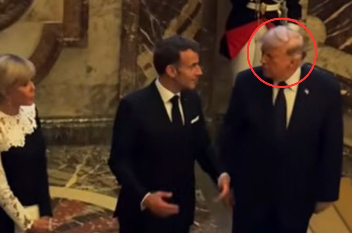 Does photo show Trump with flipped-up toupee during G7 visit?