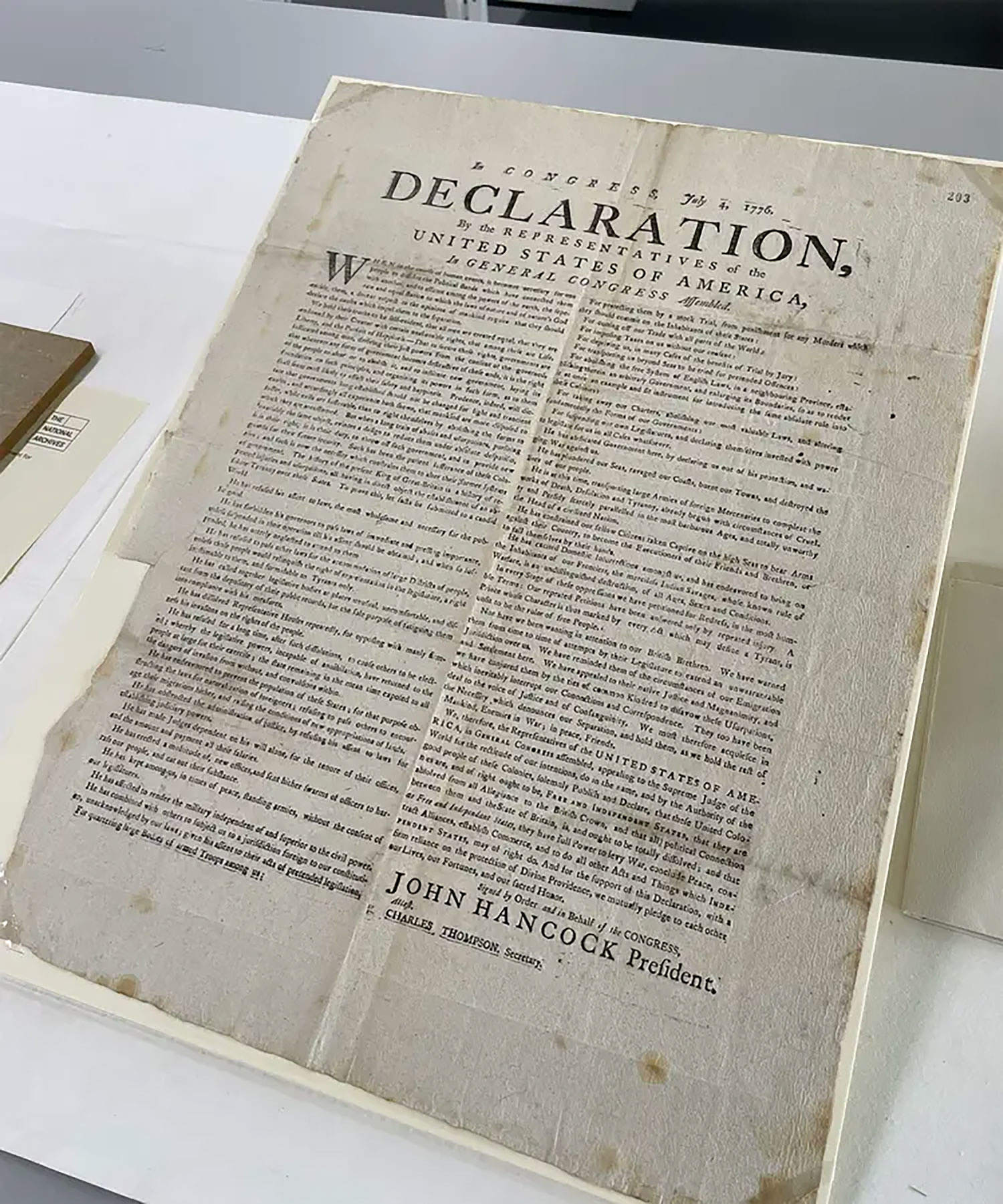Rare copy of the Declaration of Independence seized by the British in 1776 is found