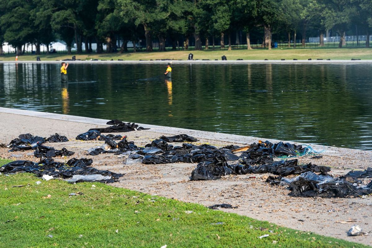 Photos show trash in and around reflecting pool after July 4 fireworks show