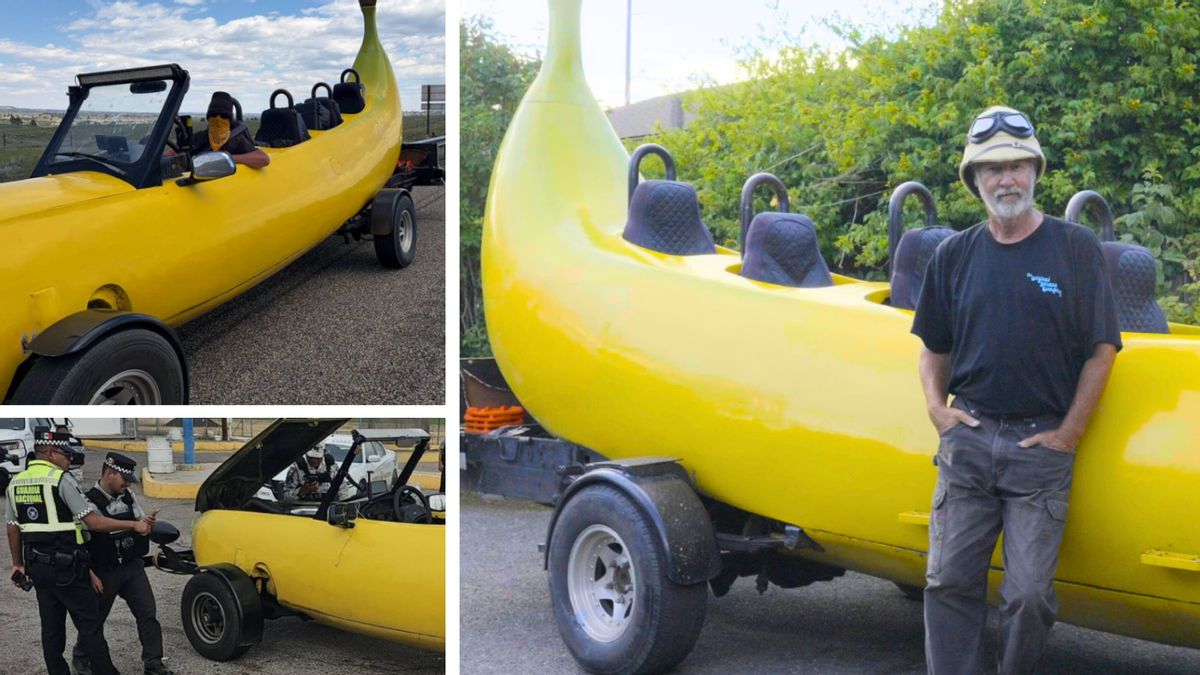 Posts claim photos show Montana police pulling over giant banana car. They’re almost right