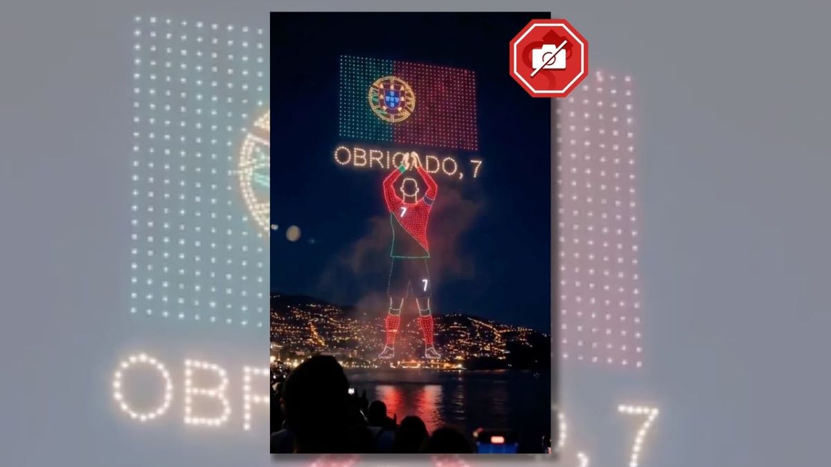 Does video show drone light show honoring Cristiano Ronaldo?