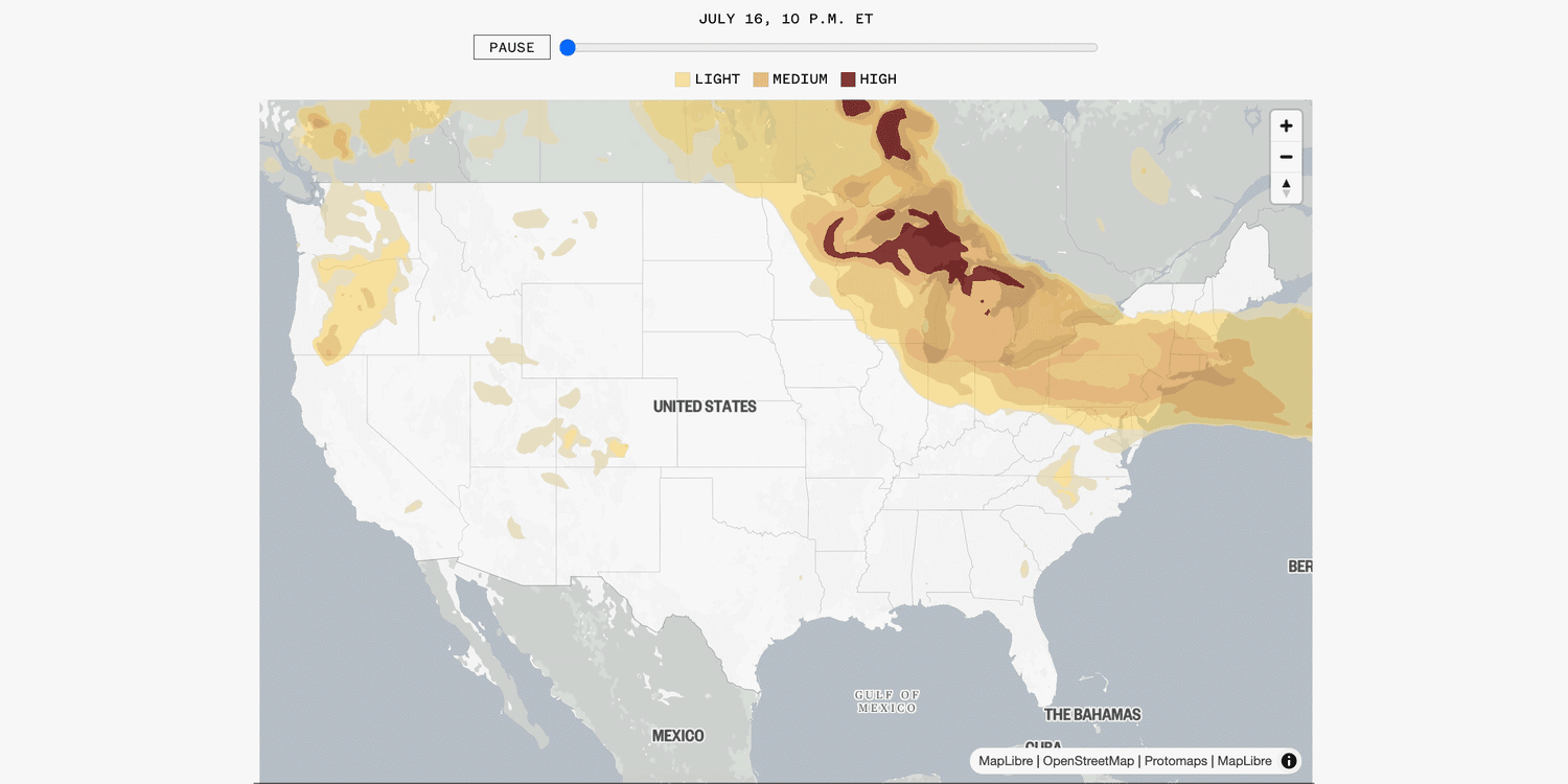 Maps: Wildfire smoke forecast for the Midwest and northern U.S.