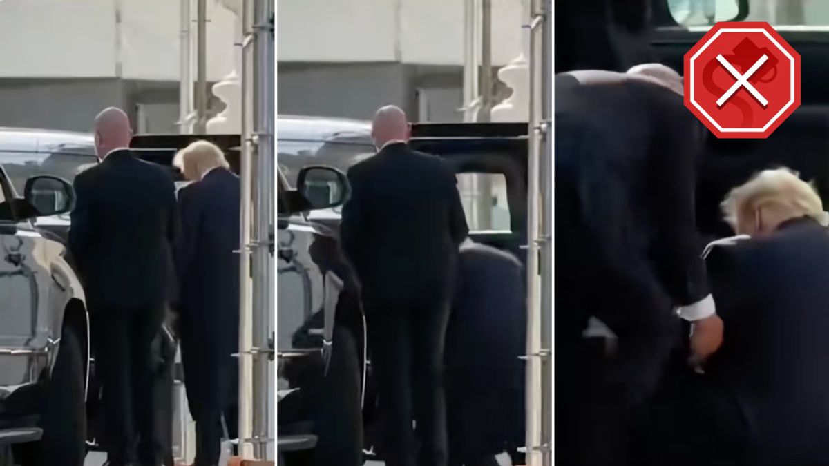 Did Trump collapse while trying to get into vehicle?