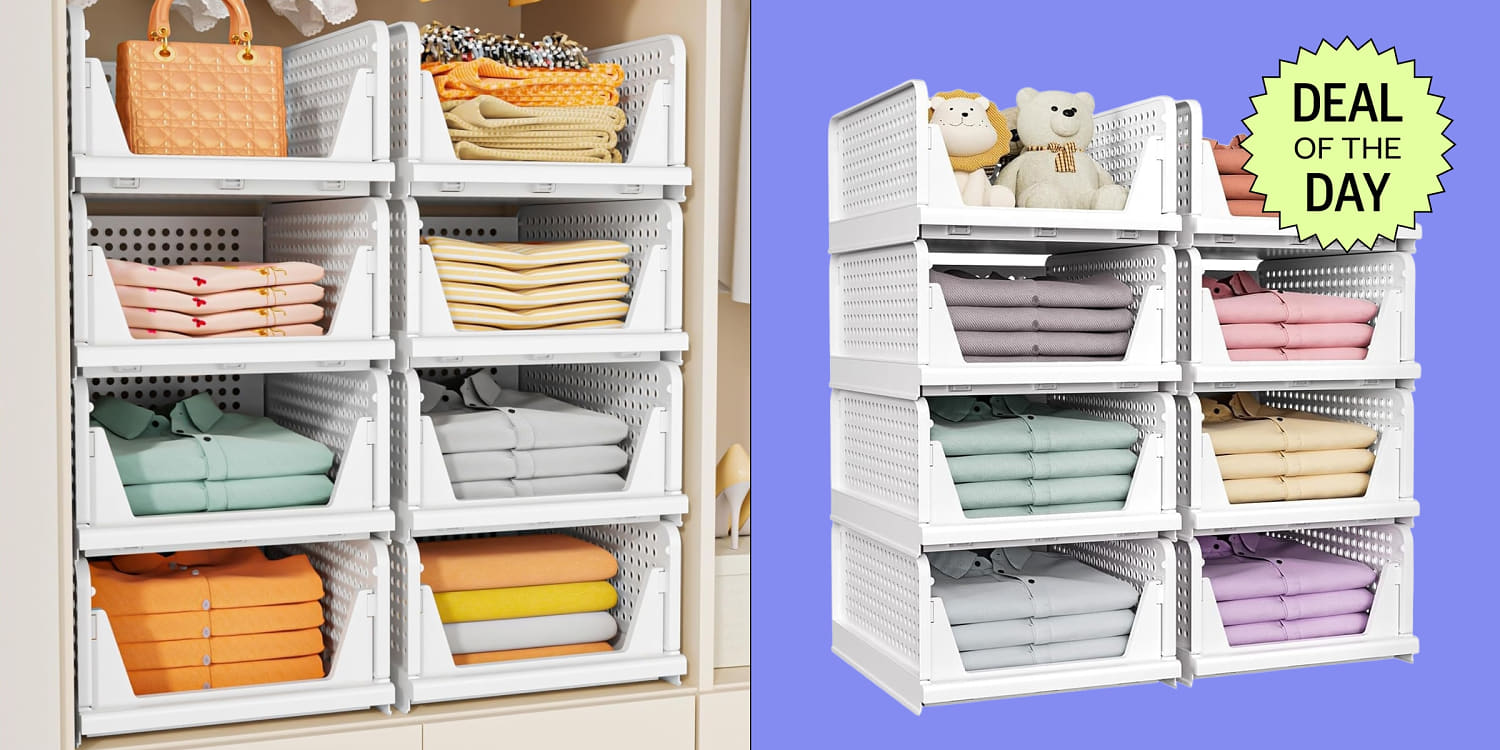 These stackable storage bins are 40% off for a limited time — they’re dorm room and small apartment ready