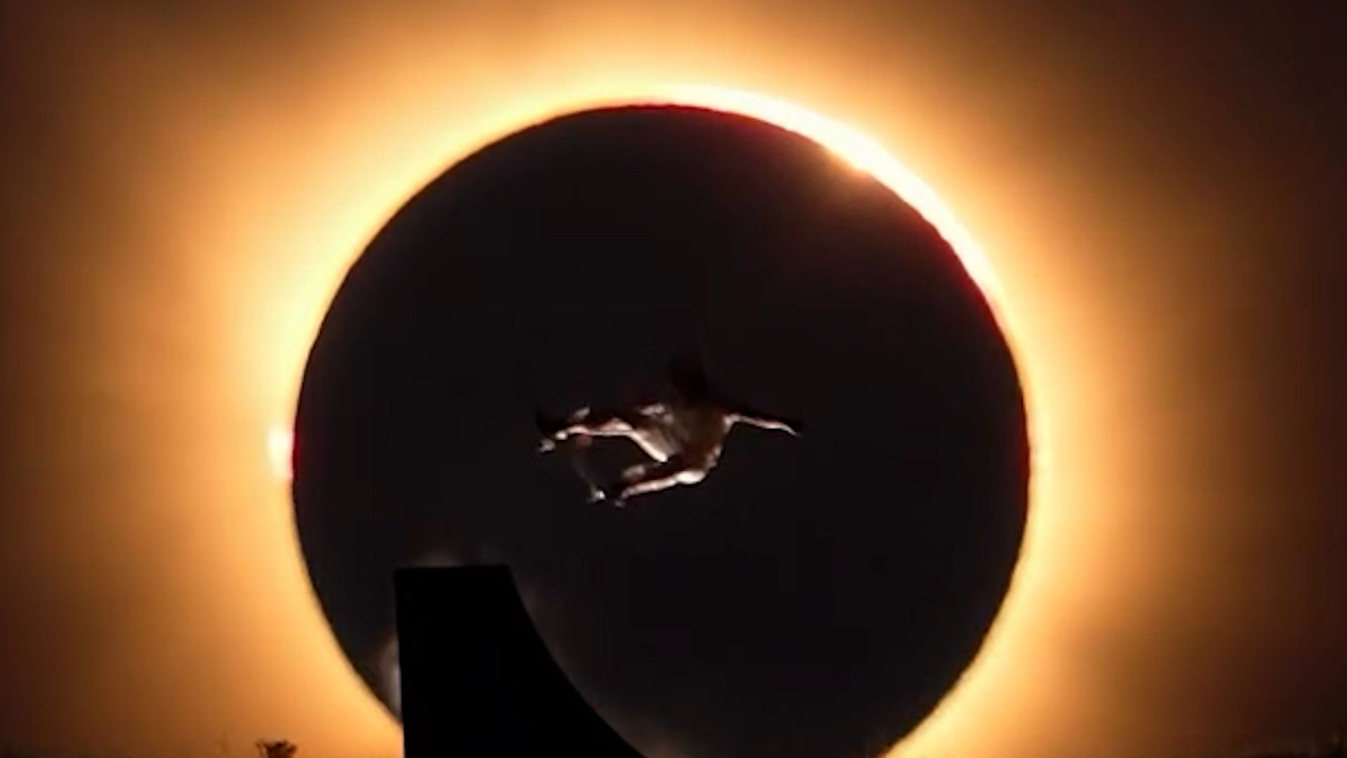 Olympic skateboarder times epic stunt with solar eclipse