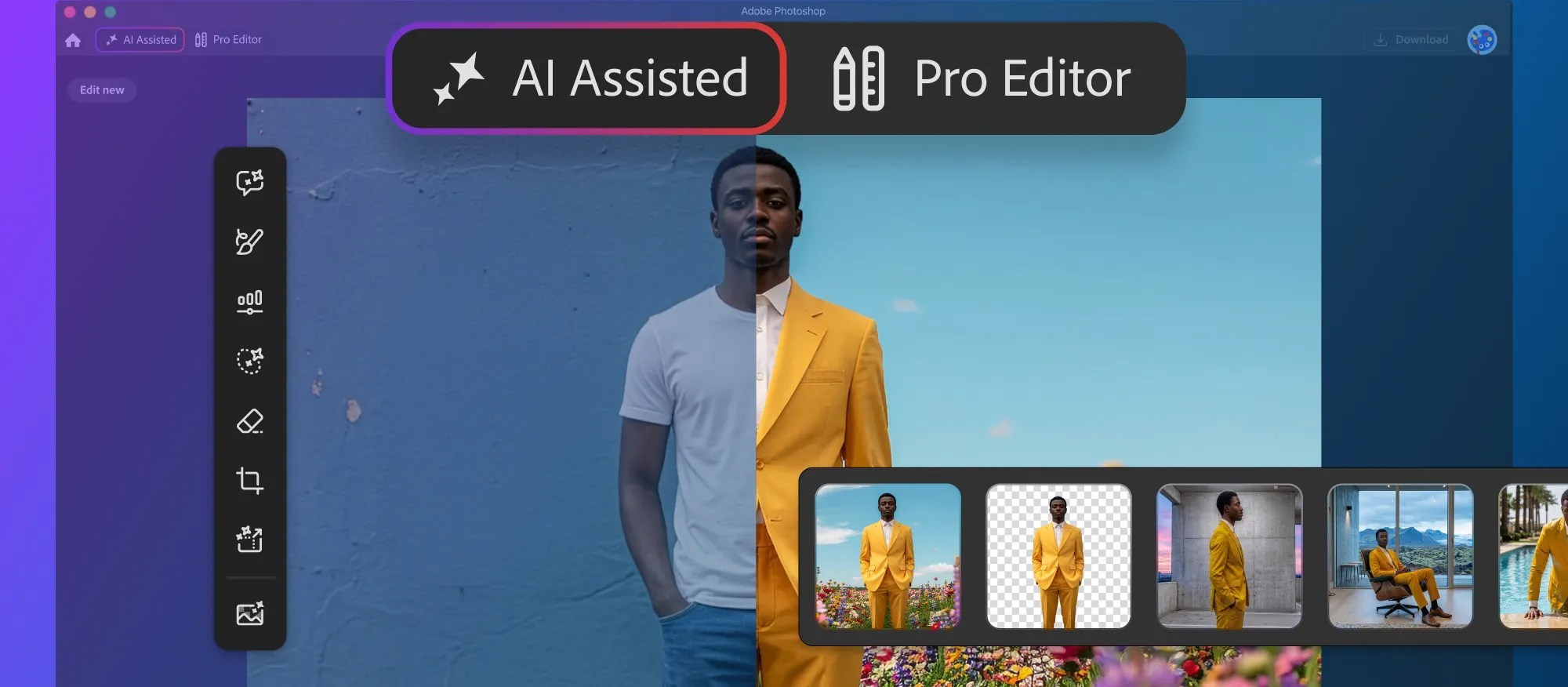Photoshop’s new AI Assisted Editor offers a prompt-based editing option