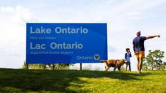 Large Lake Ontario sign installed in Canada in latest jab at US