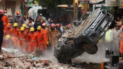 Dozens feared trapped in collapsed building in Delhi