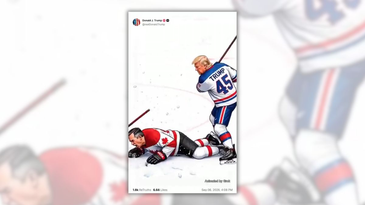 Did Trump post video of himself hitting Mark Carney with hockey stick? Here’s the truth