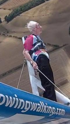 ‘Inspirational’ 97-year- old wing walker gives back to hospital ward