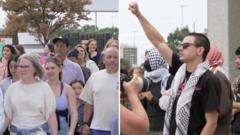 Watch: Concertgoers and pro-Palestinian activists arrive at Ed Sheeran concert