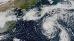 Watch: Timelapse shows typhoon barrelling towards Japan
