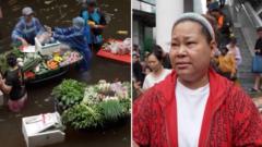 Watch: Bangkok locals create floating market during floods