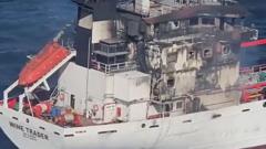 Seven crew missing after drone attack leaves tanker ablaze off Romania’s coast
