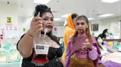 Watch: Blood donors get a Halloween fright in Thailand